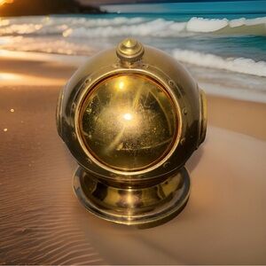 RARE-Antique Brass Stash Hideaway Divers Diving Helmet Cigarette Holder Nautical